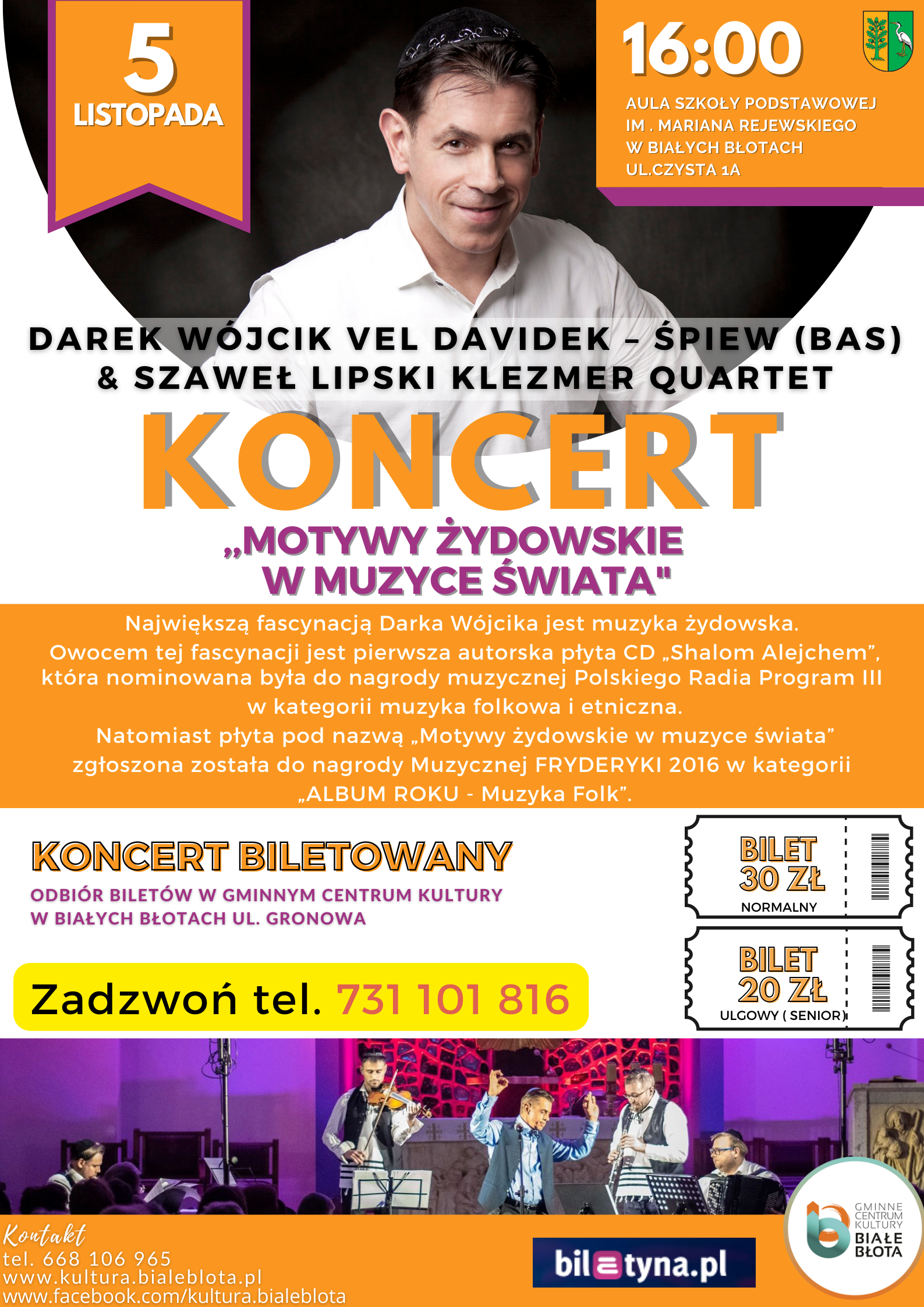 Muzyka żydowska Plakat koncert