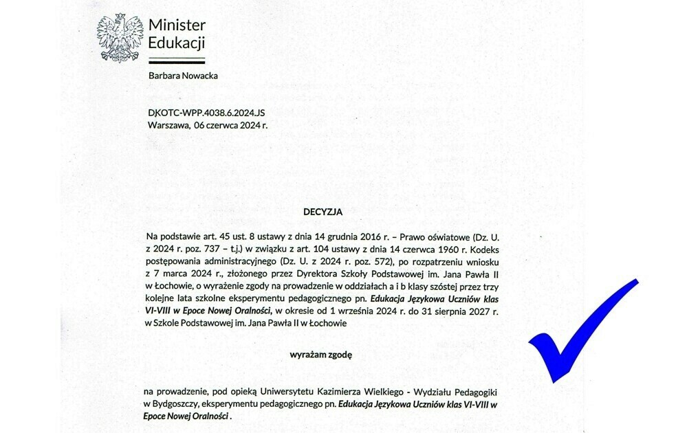 Zdjęcie do Eksperyment pedagogiczny w&nbsp;Szkole Podstawowej im. Jana Pawła II w&nbsp;Łochowie pod opieką naukową bydgoskich pedagog&oacute;w