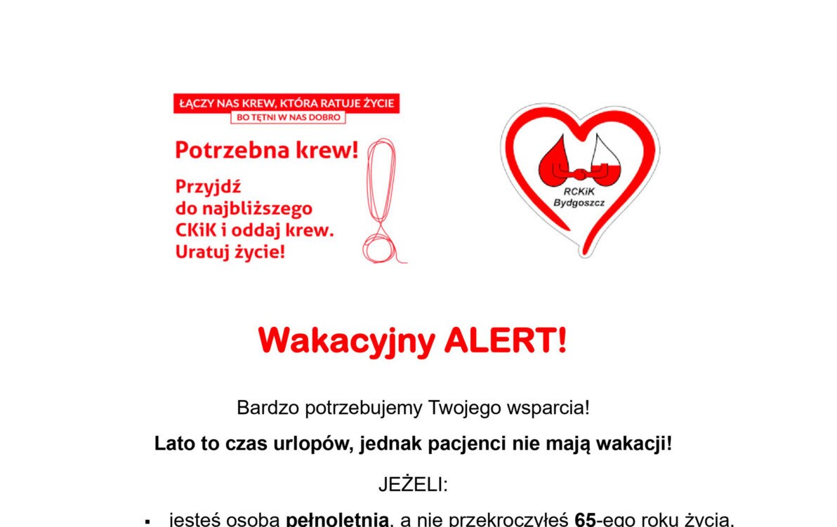 Zdjęcie do Przyjdź do najbliższego punktu CKiK i oddaj krew. Uratuj życie!