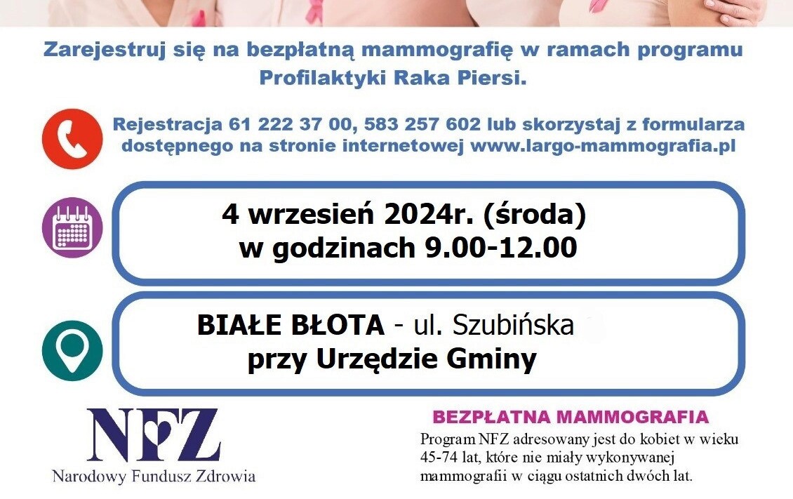 Zdjęcie do Bezpłatne badania mammograficzne - Białe Błota
