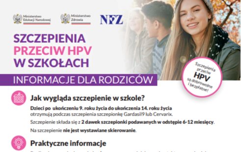 Zdjęcie do Szczepienia przeciw HPV w szkołach - informacje dla rodzic&oacute;w