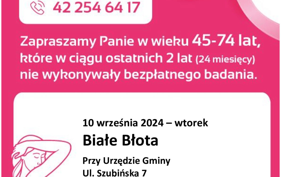 Zdjęcie do Bezpłatne badania mammograficzne - Białe Błota