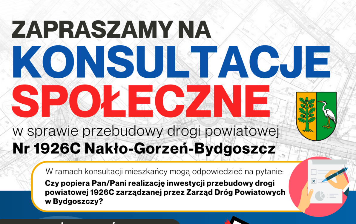 Zdjęcie do Konsultacje społeczne w sprawie przebudowy drogi powiatowej Nr 1926C Nakło-Gorzeń-Bydgoszcz